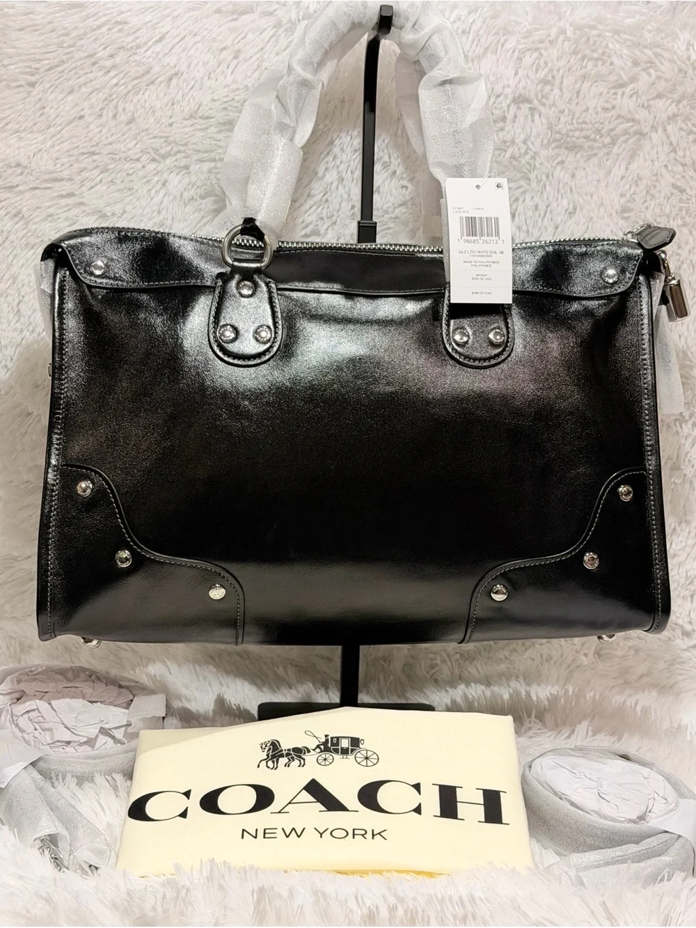 Coach Rhyder Satchel Bag 38 silver/ black NWT